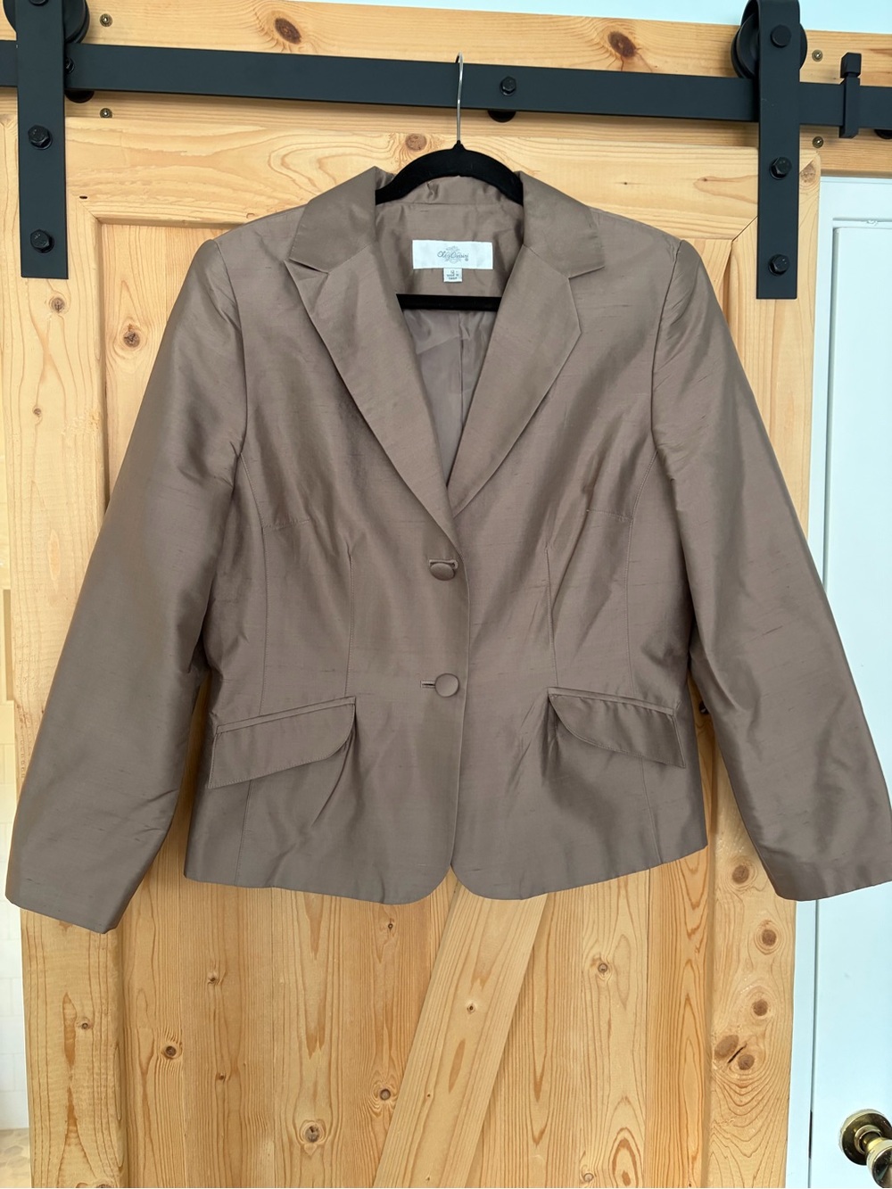 Oleg Cassini Silk Taupe Two-Button Blazer